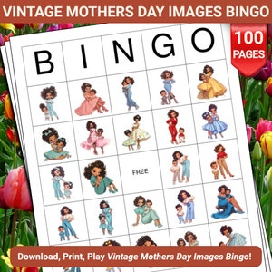 Vintage Mothers Day Images Bingo Cards - 100 Pages to Download and Print