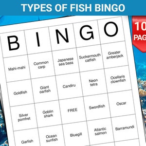 Types of Fish Bingo Cards 100 Pages to Download and Print - Etsy