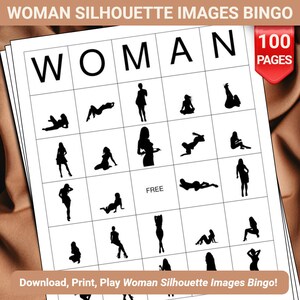 Woman Silhouette Images Bingo Cards - 100 Pages to Download and Print