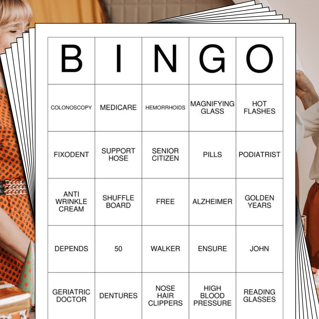 OVER THE HILL Bingo Cards - 100 Pages to Download and Print - Etsy