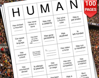 Human with Blanks for Names Bingo Cards - 100 Pages to Download and Print