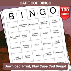 Cape Cod Bingo Cards - 100 pages à télécharger et à imprimer