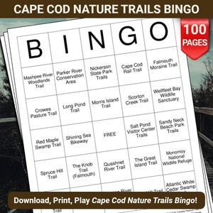 Cartes de bingo Cape Cod Nature Trails - 100 pages à télécharger et à imprimer