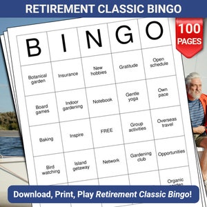 Retirement Classic Bingo Cards - 100 Pages to Download and Print