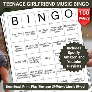 Teenage Girlfriend Music Bingo Cards - 100 Pages to Download and Print