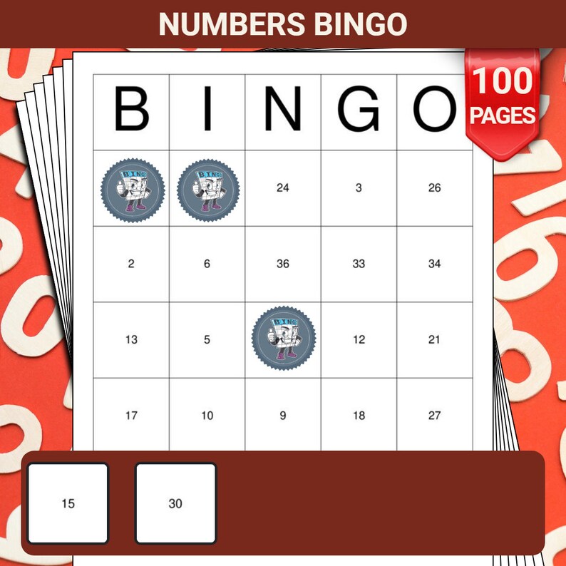 Numbers Bingo Cards - 100 Pages to Download and Print - Etsy