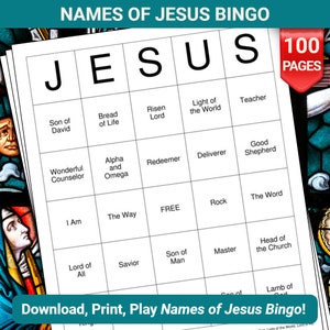 Tarjetas de bingo con los nombres de Jesús: 100 páginas para descargar e imprimir