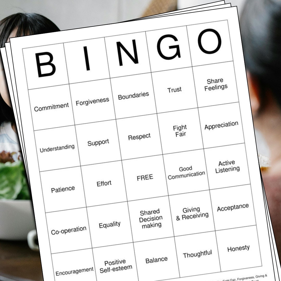 Healthy Relationships Bingo Cards 100 Pages to Download and Print - Etsy