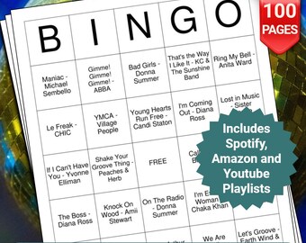 Disco Dance Music Bingo Cards - 100 Pages to Download and Print