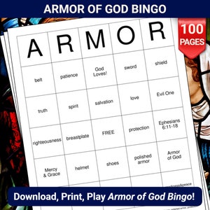 Tarjetas de bingo Armor of God: 100 páginas para descargar e imprimir