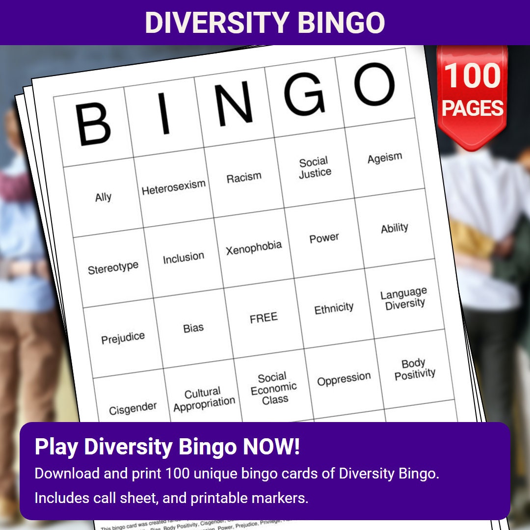 Diversity Bingo Cards 100 Pages Download and Print Bingo Instantly Etsy Diversity Bingo Cards 100 Pages Download and Print Bingo Instantly Etsy