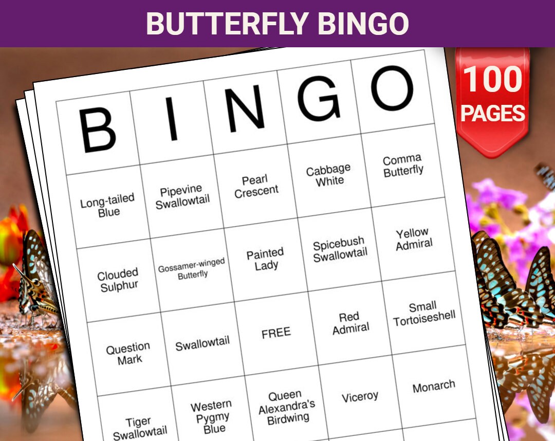 Butterfly Bingo Cards 100 Pages to Download and Print - Etsy