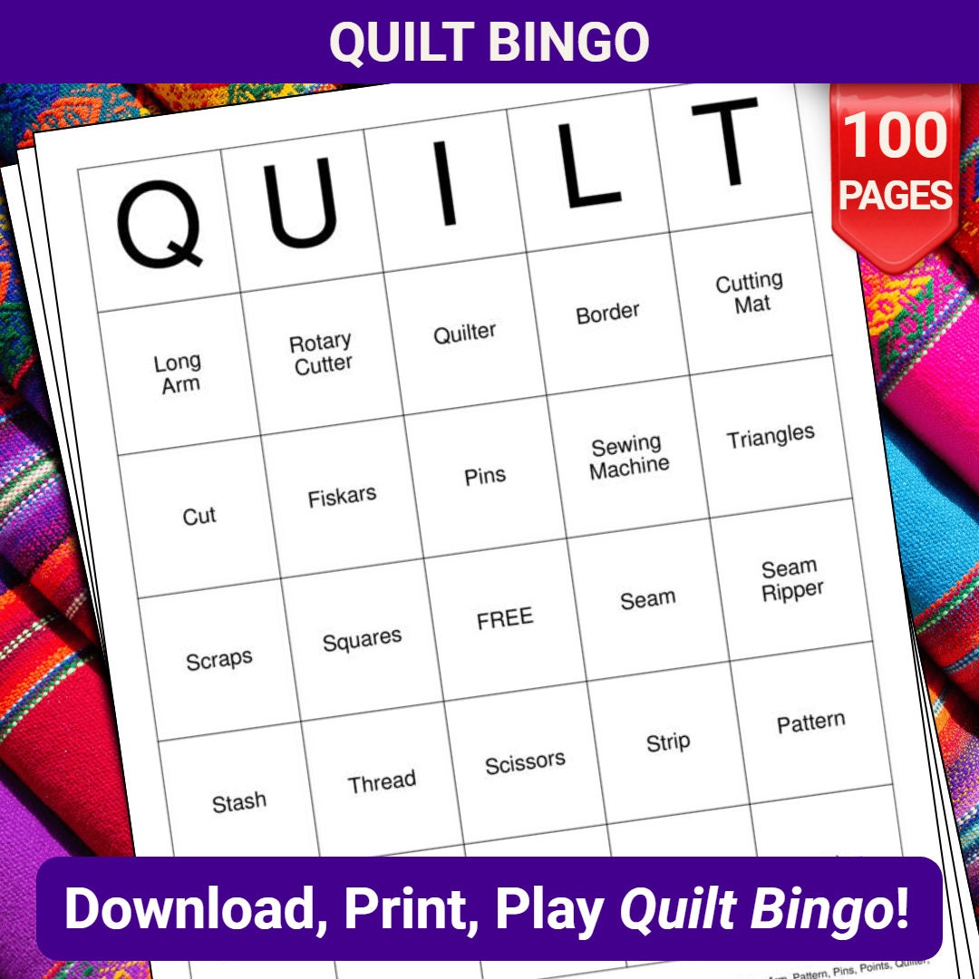Quilt Bingo Cards 100 Pages to Download and Print Etsy