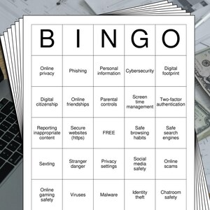 Online Safety Bingo Cards - 100 Pages to Download and Print - Etsy