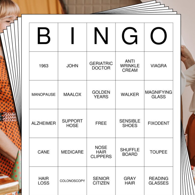 OVER THE HILL Bingo Cards 100 Pages to Download and Print - Etsy