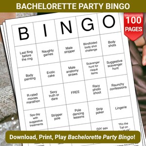 Vrijgezellenfeest bingokaarten - 100 pagina's om te downloaden en af te drukken