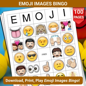 Tarjetas de bingo con imágenes de Emoji: 100 páginas para descargar e imprimir