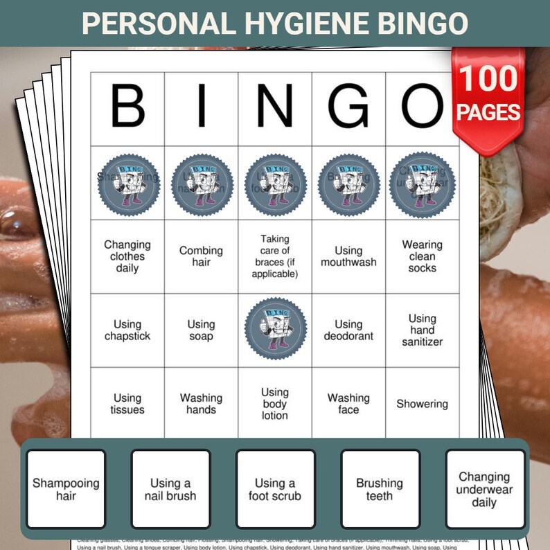 Personal Hygiene Bingo Cards - 100 Pages to Download and Print - Etsy