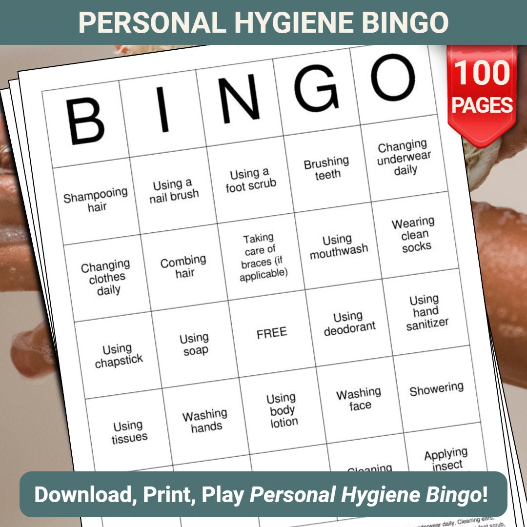 Personal Hygiene Bingo Cards - 100 Pages to Download and Print - Etsy
