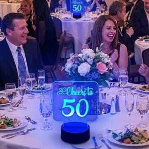 Custom LED Table Sign, Engraved Acrylic, Logo or Message, 6"