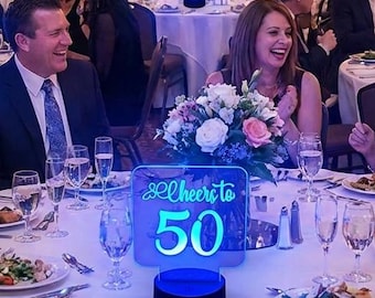 Custom LED Table Sign, Engraved Acrylic, Logo or Message, 6"