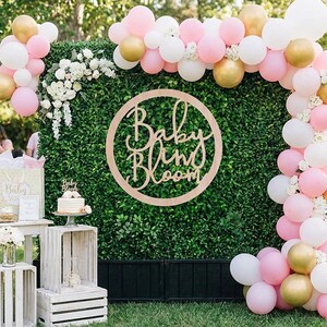 Baby in Bloom Wooden Sign: Round Birch Baby Shower Decor