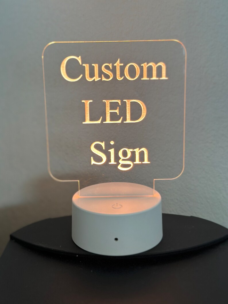 Custom LED Table Sign, Engraved Acrylic, Logo or Message, 6" - Etsy