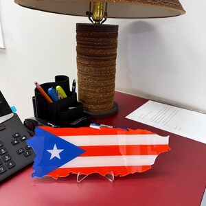 Puerto Rico Acrylic Art: 12" Island Map Table Decor image 11