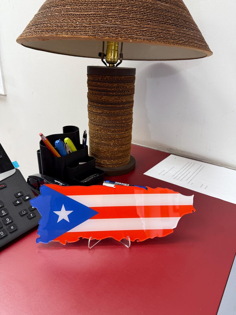 Puerto Rico Acrylic Art: 12" Island Map Table Decor image 11