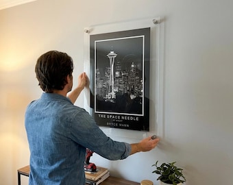 Custom Clear Acrylic Floating Frame, Straight Corners: Artwork, Photo, Diploma