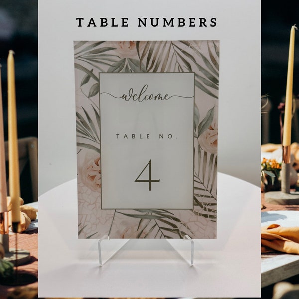 Wedding Table Numbers 5”x7” Display - 12 Full color designs available or your own.