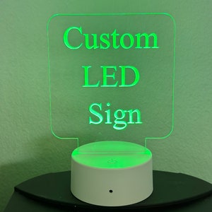 Custom LED Acrylic Table Sign, Square with round corners, Your Logo on 6&quot; Acrylic Size.