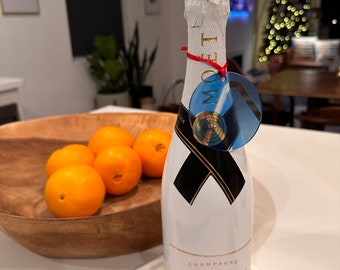 Champagne or Wine Bottle Neck Acrylic Tag. Full Color Company Logo Printed on It, Bulk 10 or more.