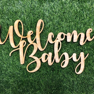 Letrero de madera de bienvenida al bebé, ideal para baby shower, fiesta de revelación de género o habitación infantil.