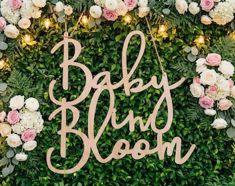 Baby in Bloom Wood Sign: Stacked Laser Cut Baby Shower Decor