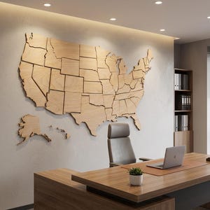 Wooden USA Map Puzzle: Rustic DIY Wall Art, Travel Gift