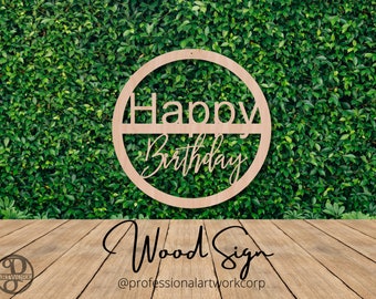 Happy Birthday Round Wooden Sign, Design 1, Great for your next Birthday.