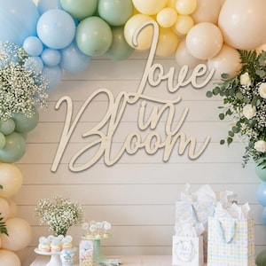 Love in Bloom Stacked wooden sign. Wedding  Decor. Bridal Shower.