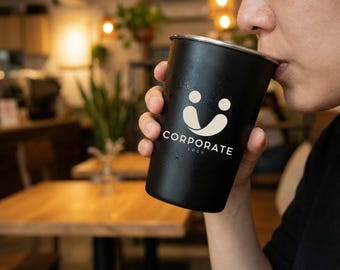 Personalized 16oz Pint Stainless Steel Cup - Corporate Logo - Laser Engraved