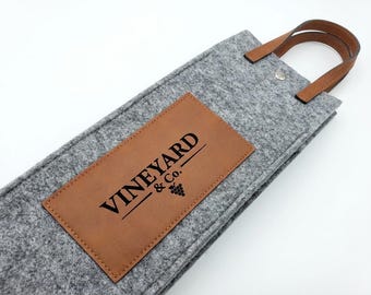 Flannel Wine Tote: Personalized Engraved Wine Carrier - Your logo