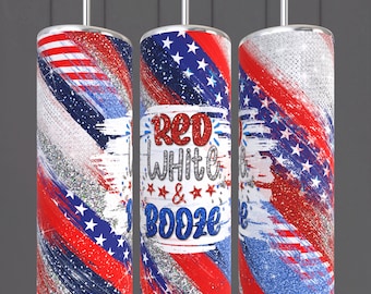 Red White and Booze 20oz Digital Tumbler Design