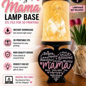 3D-geprinte Moederdag lampvoet STL-bestand - led-nachtlampje basis - moeder cadeau DIY - lithofaan lampvoet stl - direct downloaden