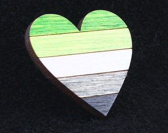 Aromantic Button Pin Heart  Pride