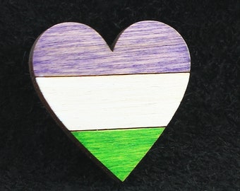 Genderqueer Button Pin Heart  Pride