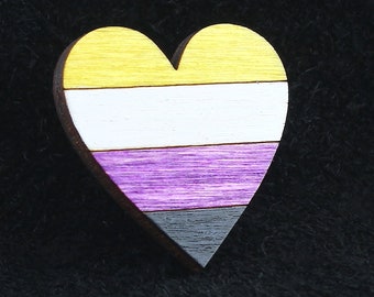 Nonbinary Button Pin Heart  Pride