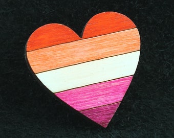 Lesbian Button Pin Heart  Pride