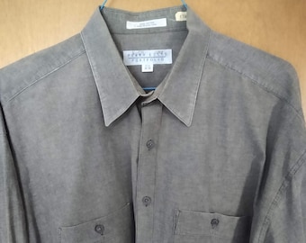 Perry Ellis Portfolio Camisa Gris de Manga Larga S 17 1/2 34-35