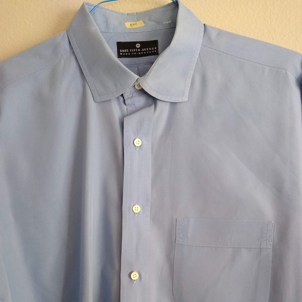 Custom Blue French Cuffed Saks Fifth Ave Shirt S 16 1/2