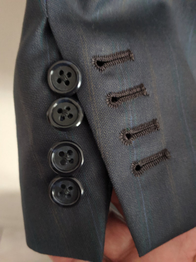 Custom Blue Suit with Blue and Beige Pinstripes S 48R