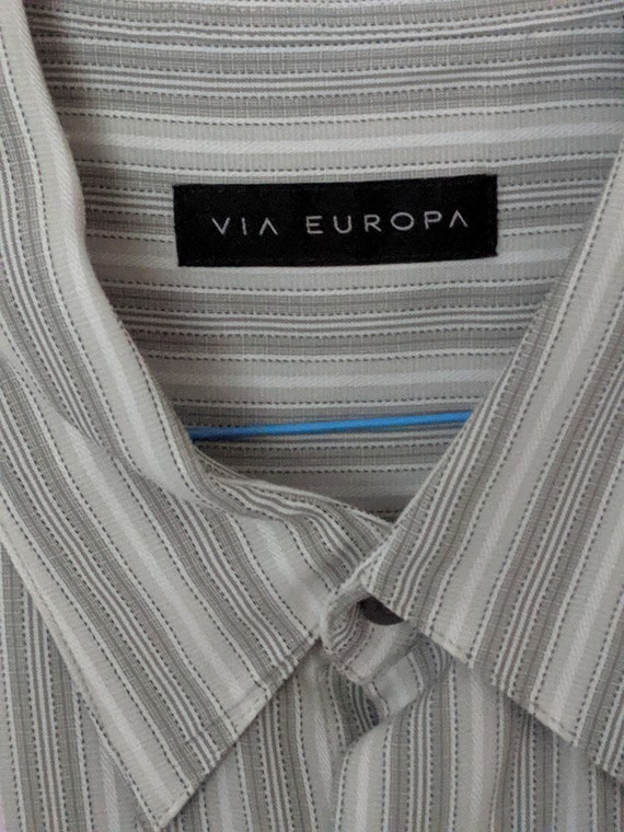 Via Europa Short Sleeve Shirt Gray Stripes S XXL - image 3